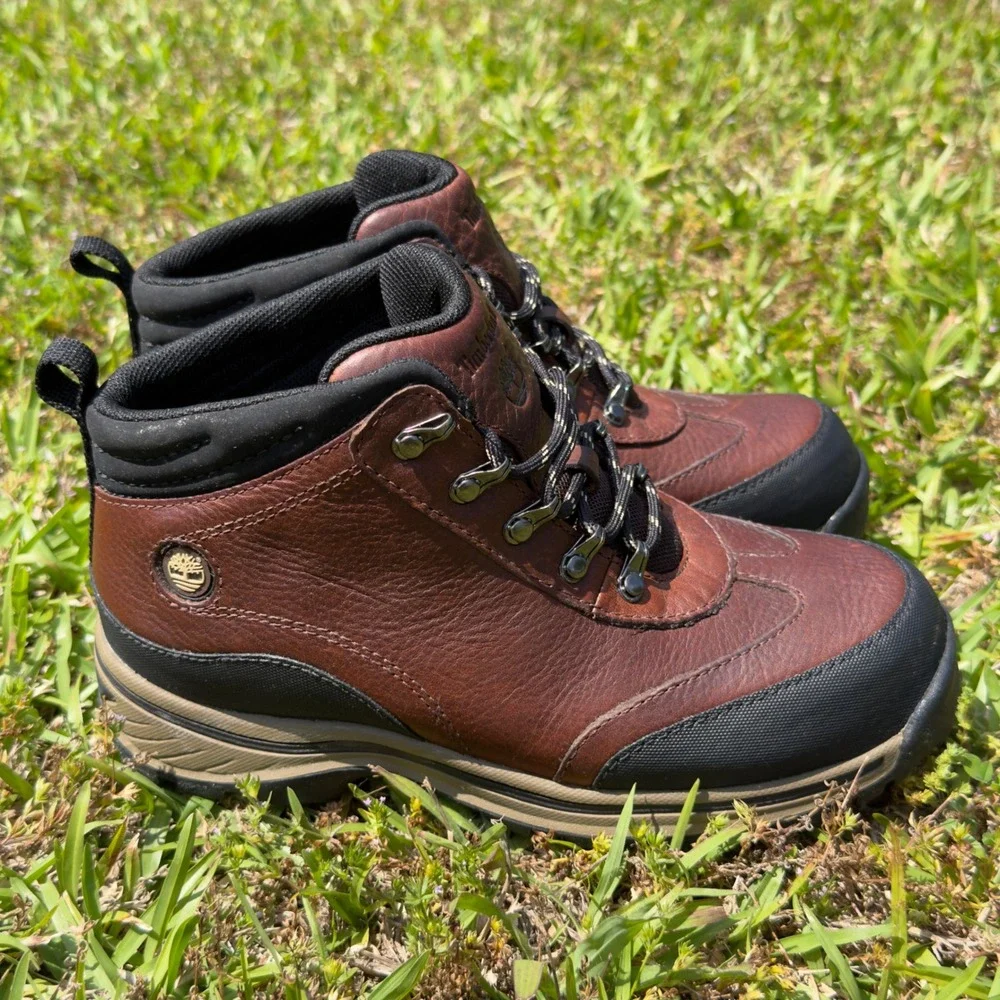 Timberland Backroad Hiker Mid Waterproof Boots Brown Leather Boys‎ Size 3 22713